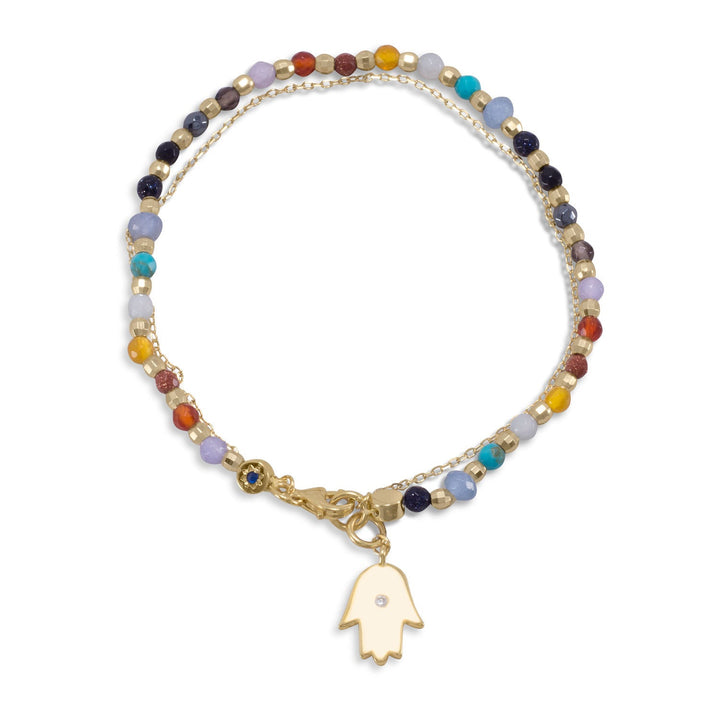 Double Strand Gold Plated Chakra Stone Bracelet - Identity Diamonds