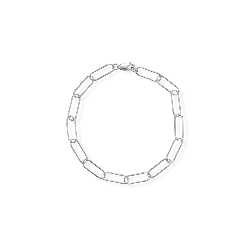 Sterling Silver Rhodium Plated Paperclip Bracelet - Identity Diamonds