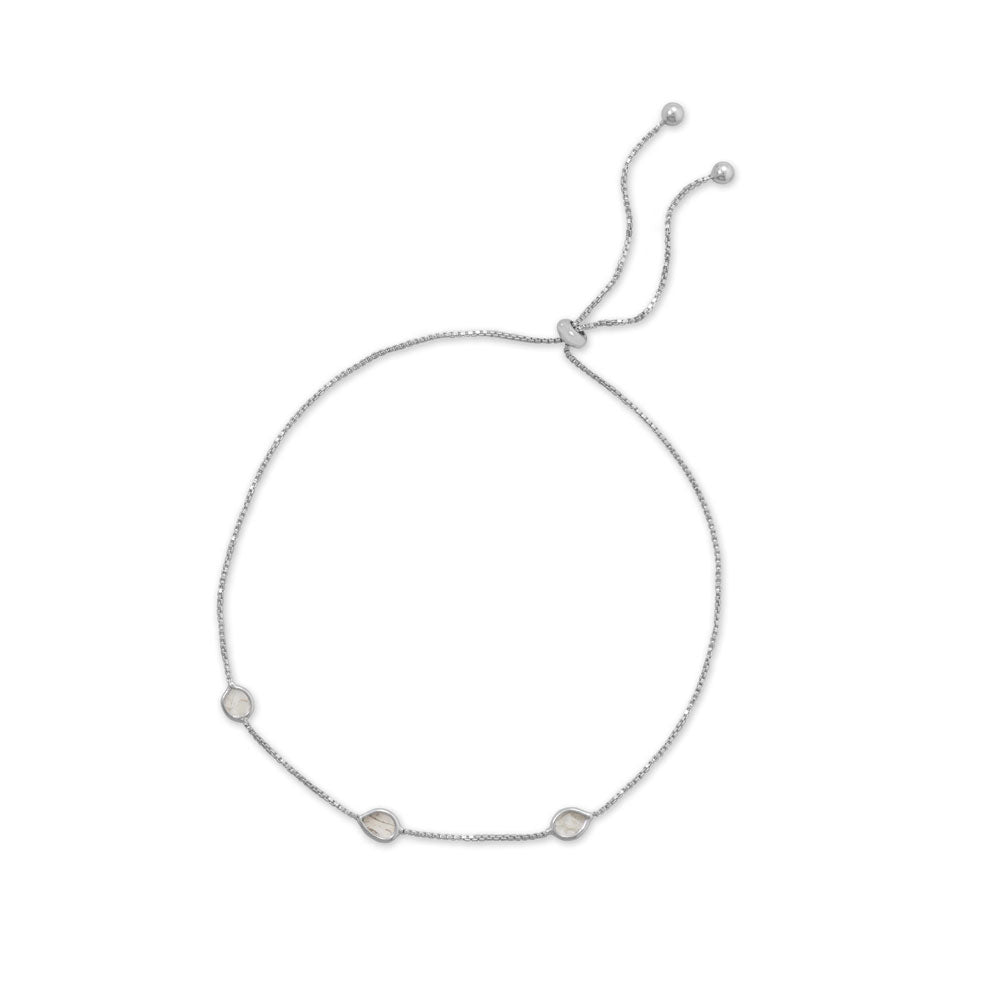 Sterling Silver Rhodium Plated Polki Diamond Bolo Bracelet - Identity Diamonds