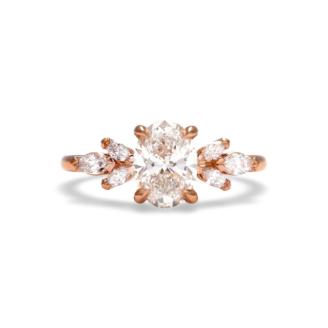 Daisy Oval Cut Moissanite Engagement Ring - Identity Diamonds