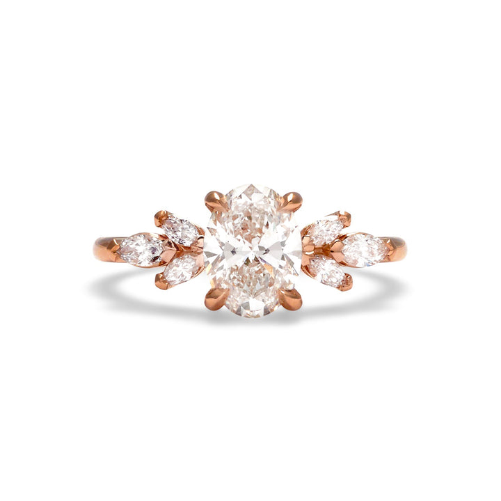 Daisy Oval Cut Moissanite Engagement Ring - Identity Diamonds