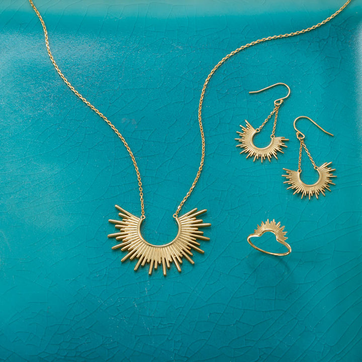 Sterling Silver Gold Plated Sunburst Earrings - Identity Diamonds