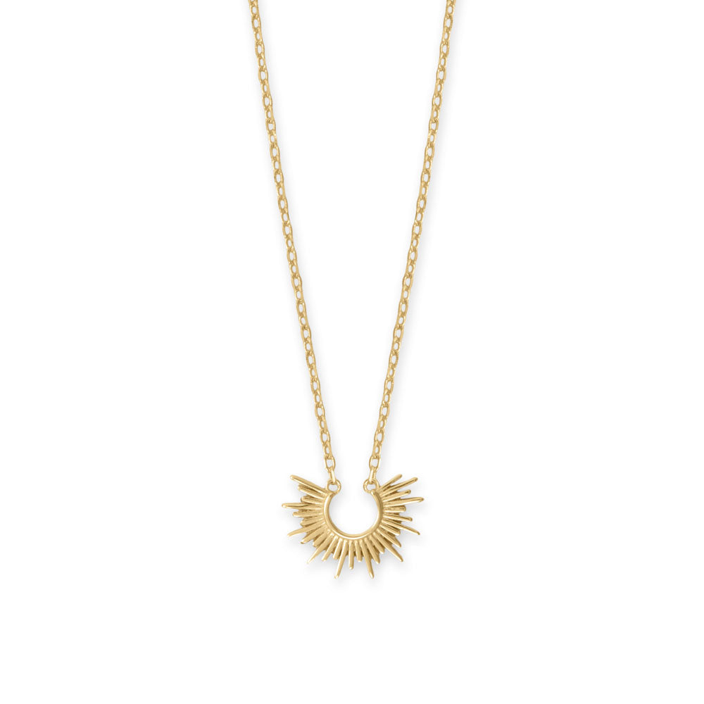 Sterling Silver Gold Plated Sunburst Necklace