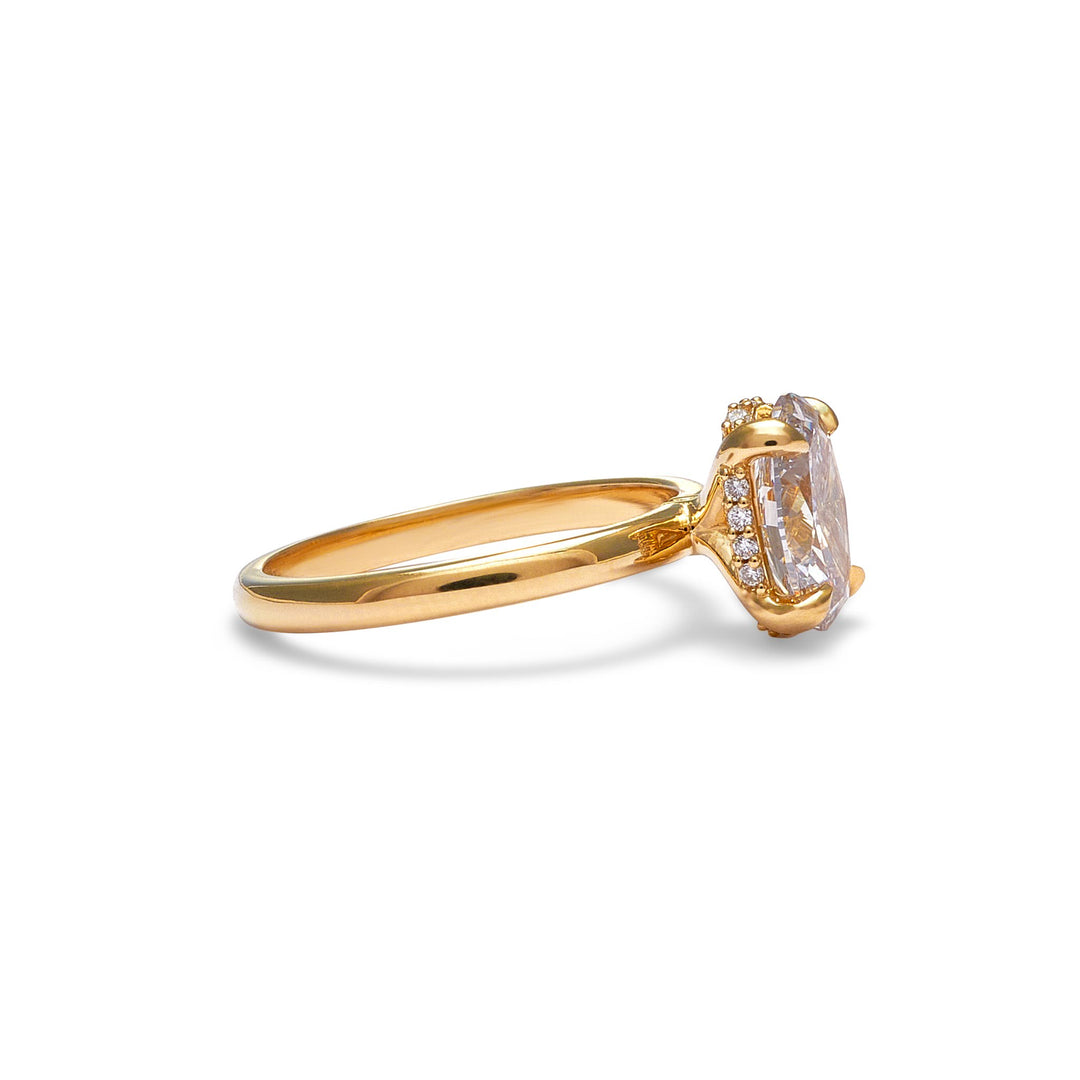 Gabriella Hidden Halo Oval Cut Moissanite Engagement Ring - Identity Diamonds