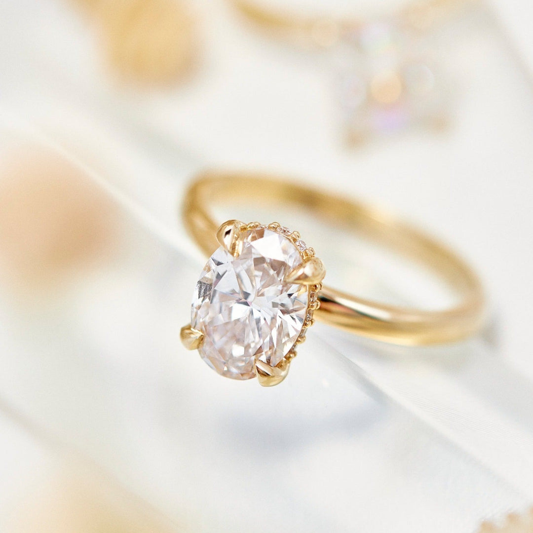 Gabriella Hidden Halo Oval Cut Engagement Ring - Identity Diamonds