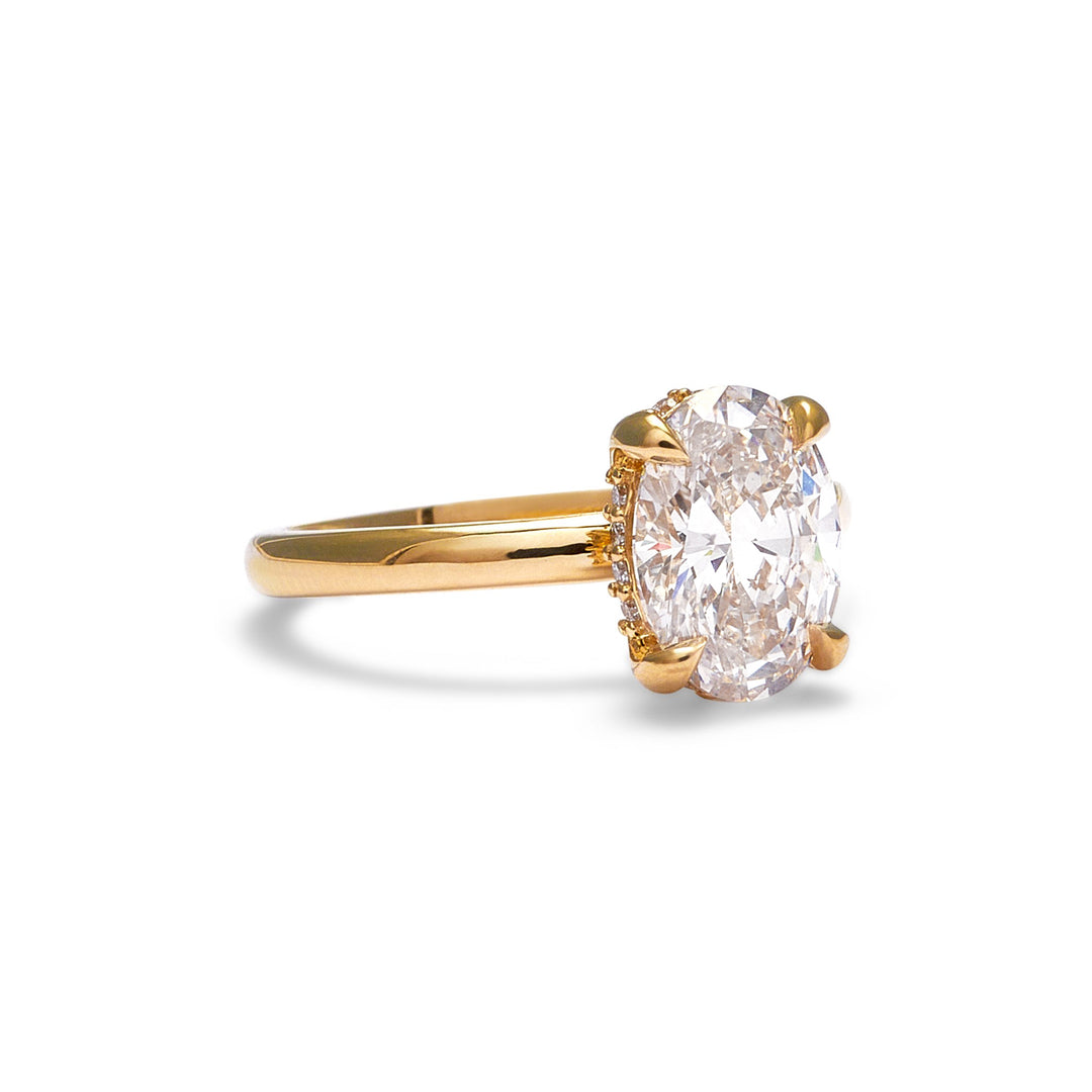 Gabriella Hidden Halo Oval Cut Moissanite Engagement Ring - Identity Diamonds