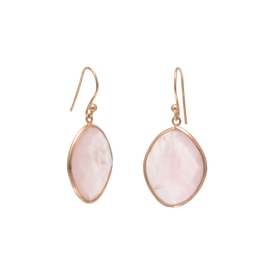 Sterling Silver Rose Gold Plated Rose Quartz Earrings - Identity Diamonds