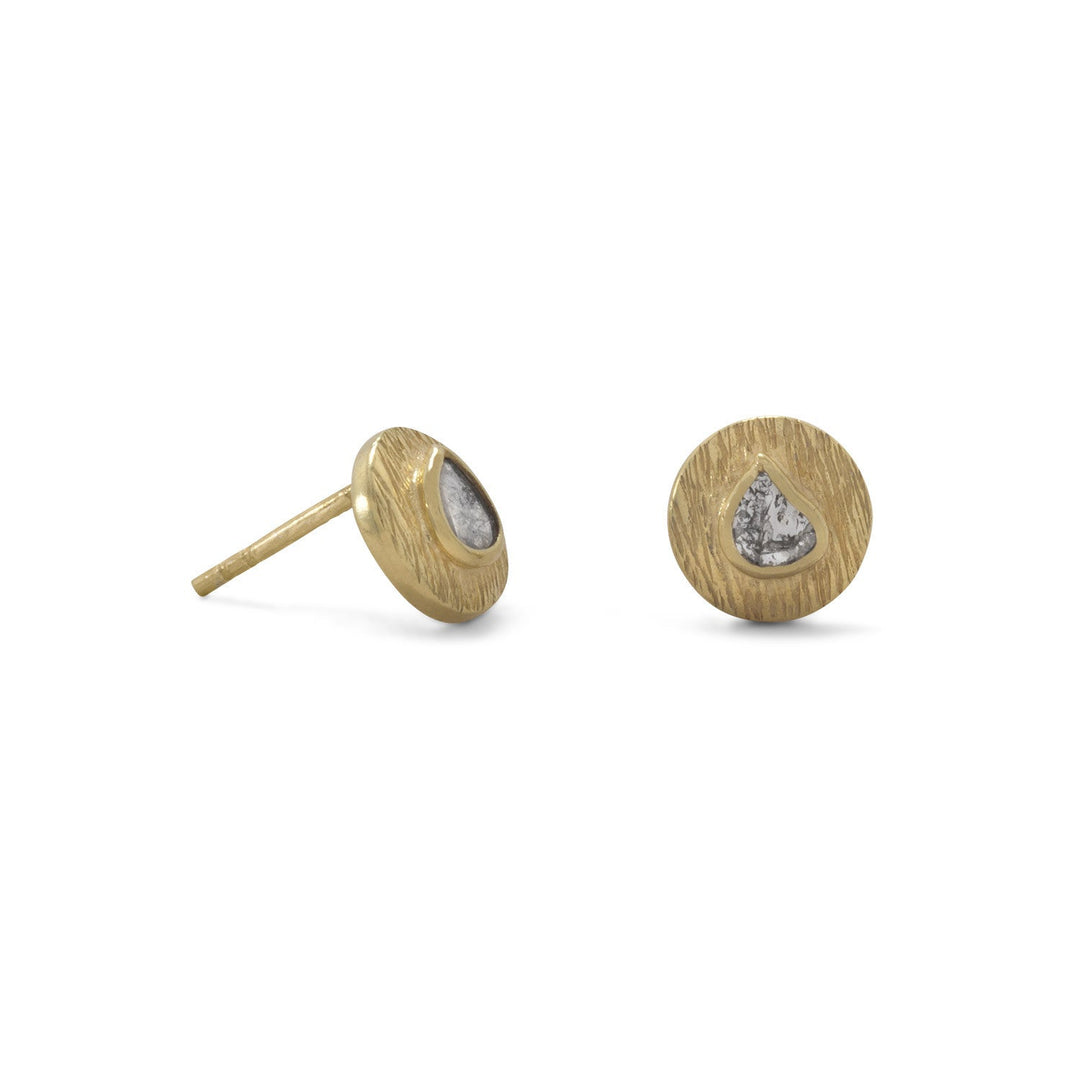 Sterling Silver Gold Plated Polki Diamond Earrings - Identity Diamonds