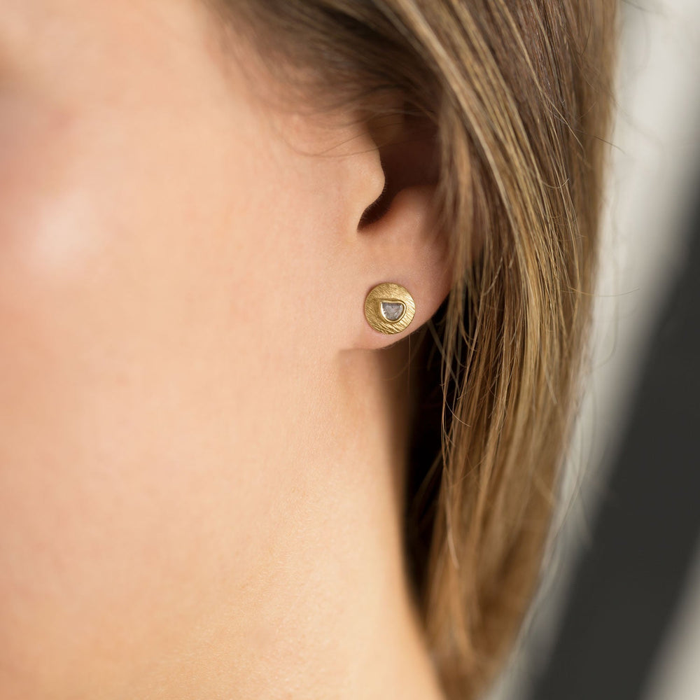 Sterling Silver Gold Plated Polki Diamond Earrings - Identity Diamonds