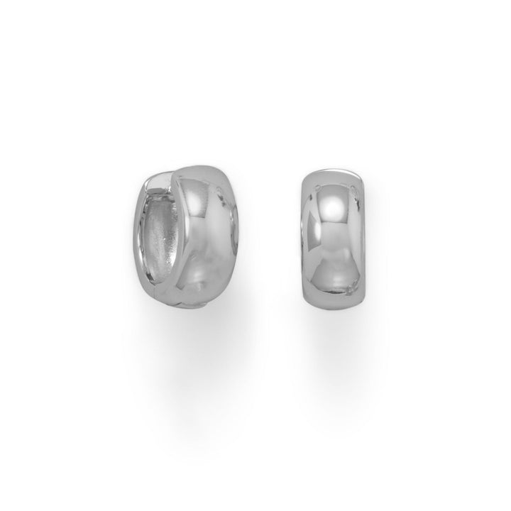 Sterling Silver Gold Plated Wide Huggie Hoop Earrings - Identity Diamonds