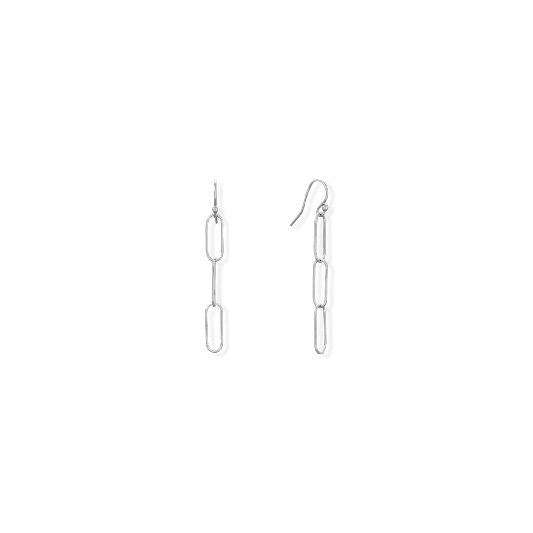 Sterling Silver Rhodium Plated Paperclip French Wire Earrings - Identity Diamonds