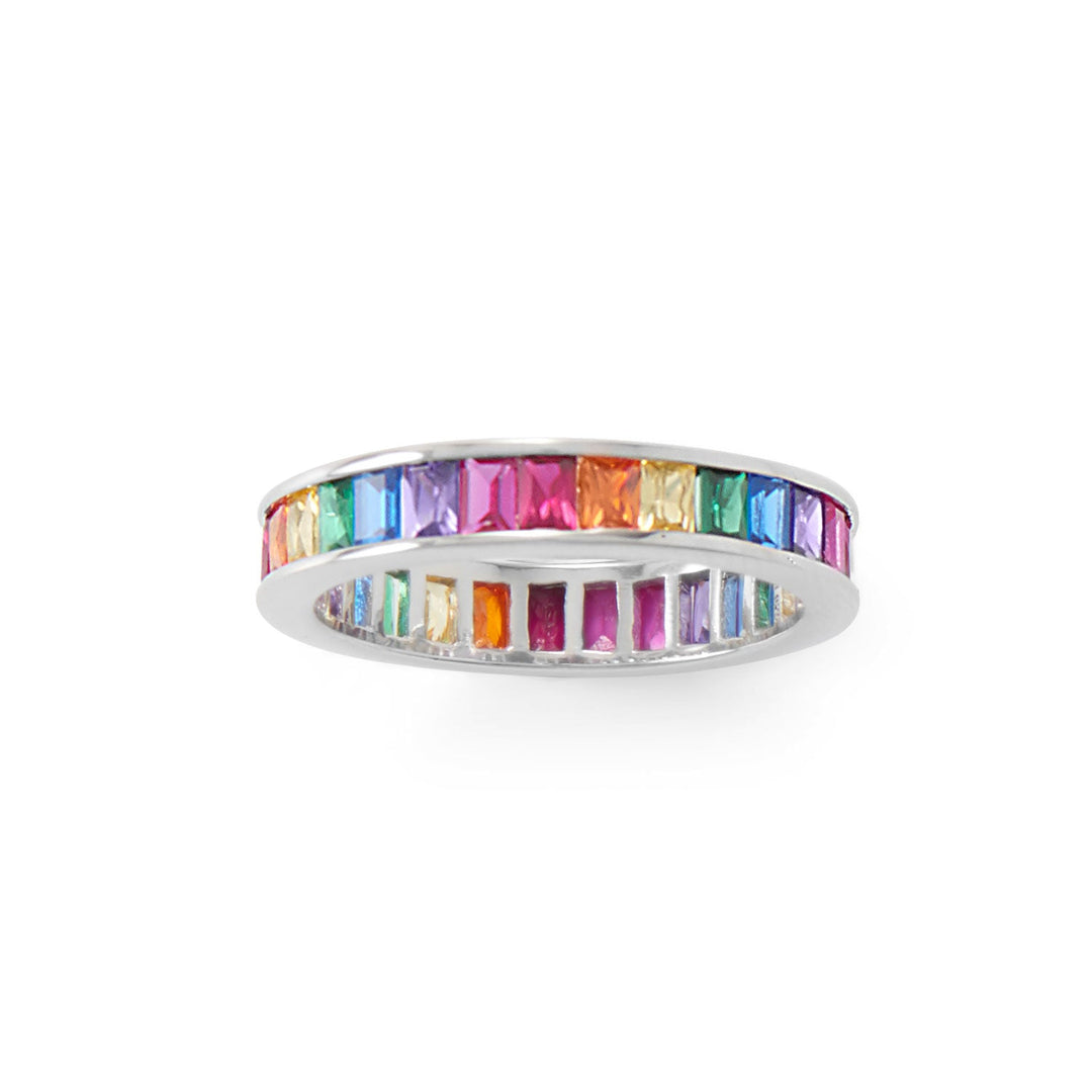 Sterling Silver Rainbow CZ Eternity Band - Identity Diamonds