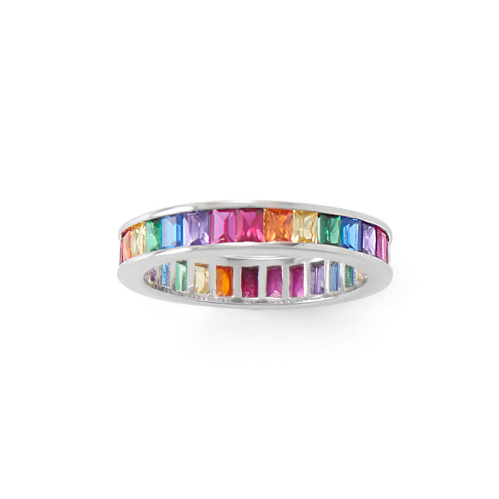 Sterling Silver Rainbow CZ Eternity Band - Identity Diamonds