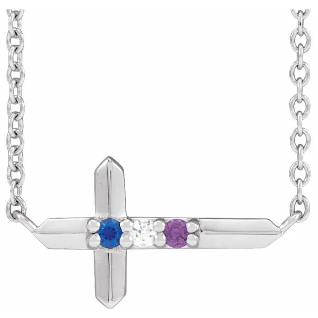 Sideway Cross Family Necklace - Identity Diamonds