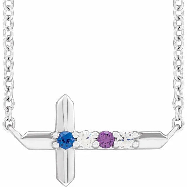 Sideway Cross Family Necklace - Identity Diamonds
