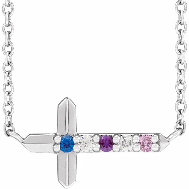 Sideway Cross Family Necklace - Identity Diamonds