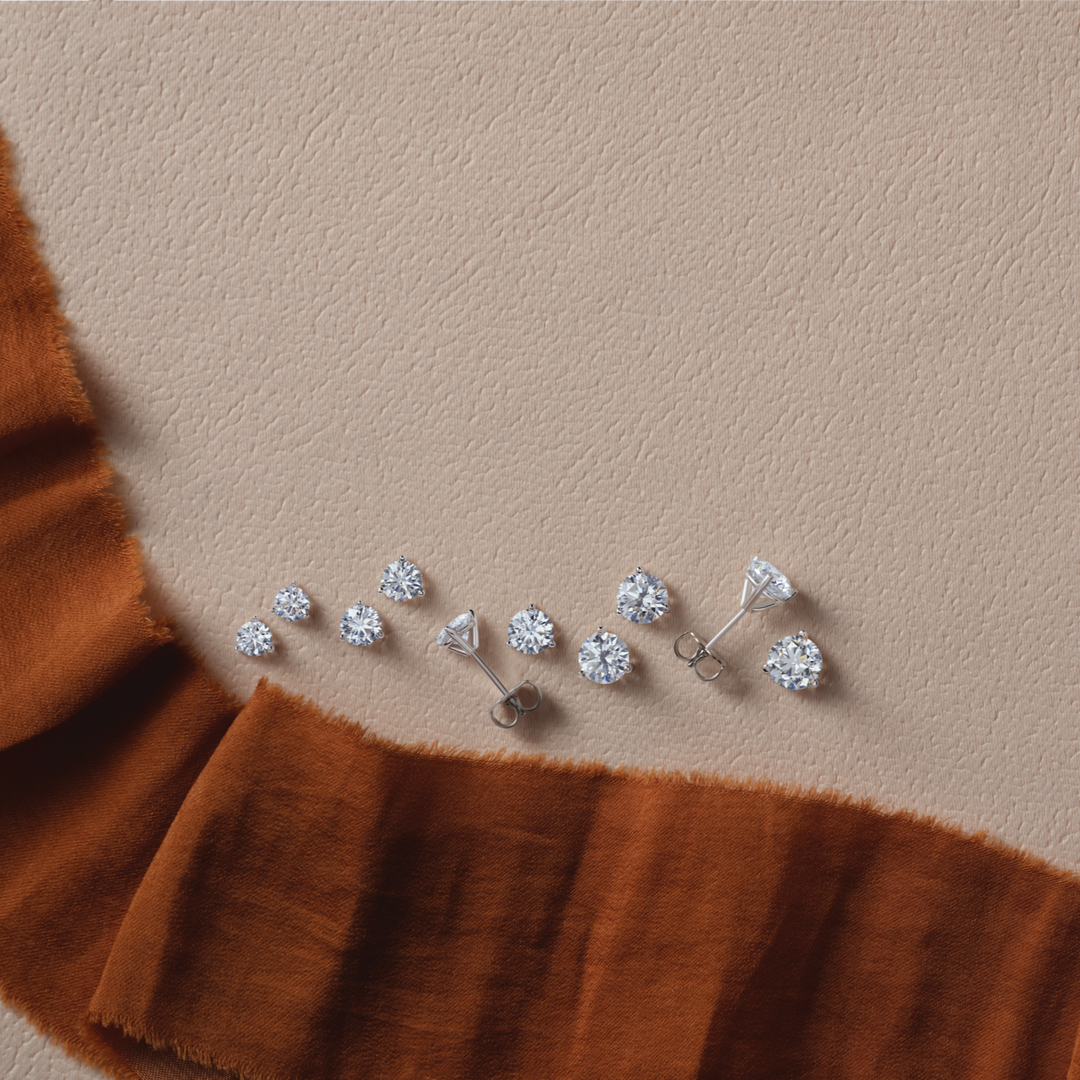 Aretes de diamantes cultivados en laboratorio - 3 puntas