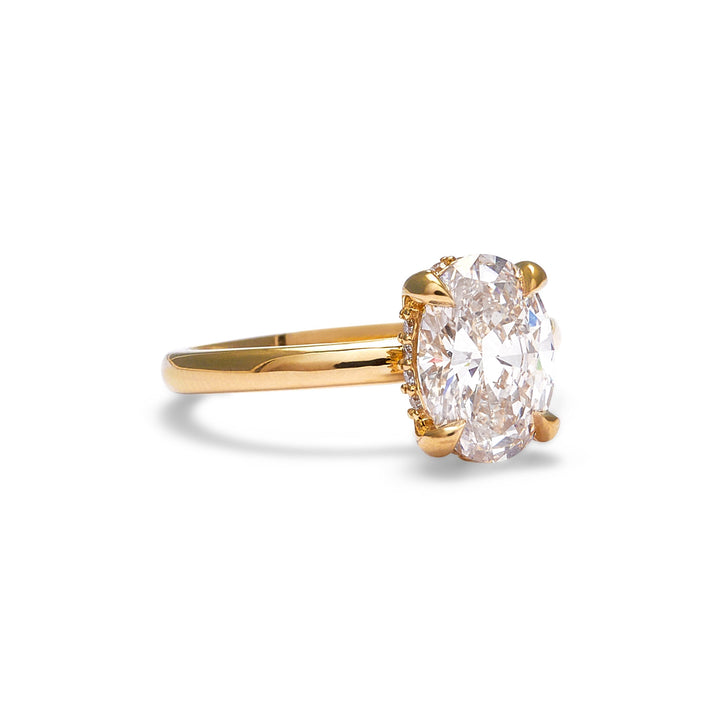 Gabriella Hidden Halo Oval Cut Engagement Ring - Identity Diamonds