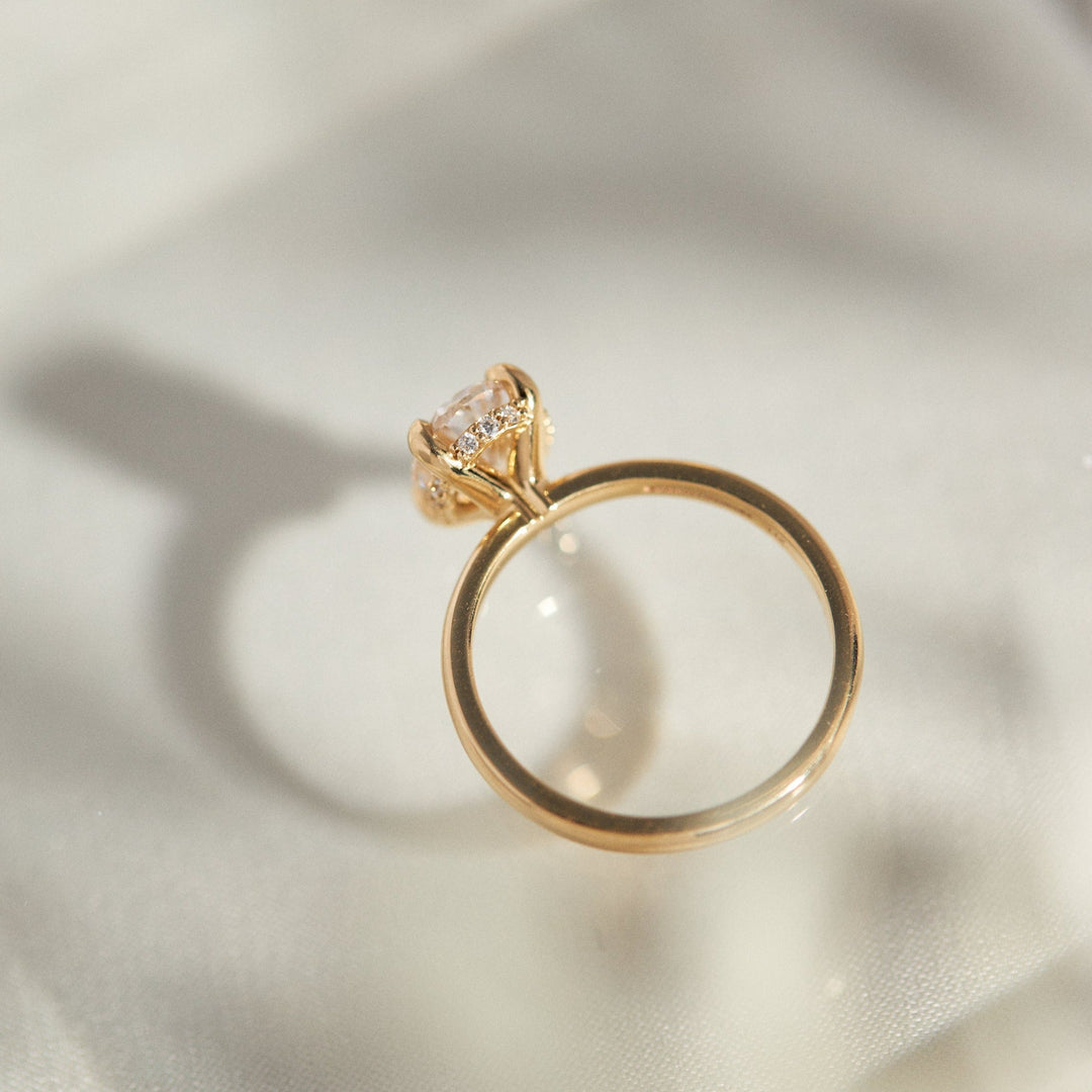 Gabriella Hidden Halo Oval Cut Moissanite Engagement Ring - Identity Diamonds