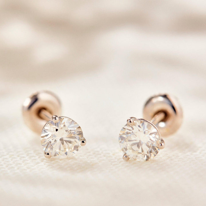 Lab-Grown Diamond Stud Earrings - 3 Prongs - Identity Diamonds
