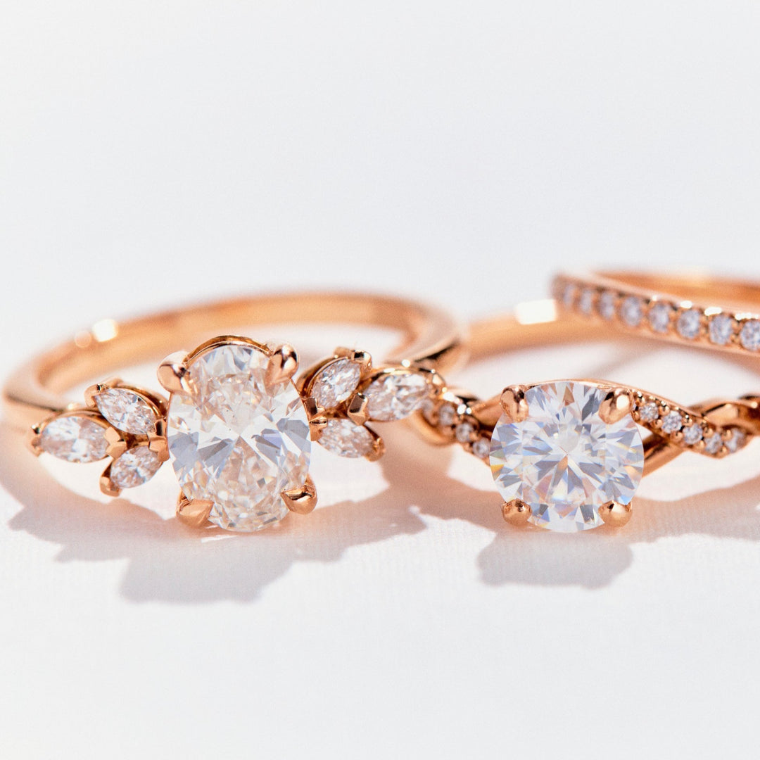 Daisy Oval Cut Moissanite Engagement Ring - Identity Diamonds