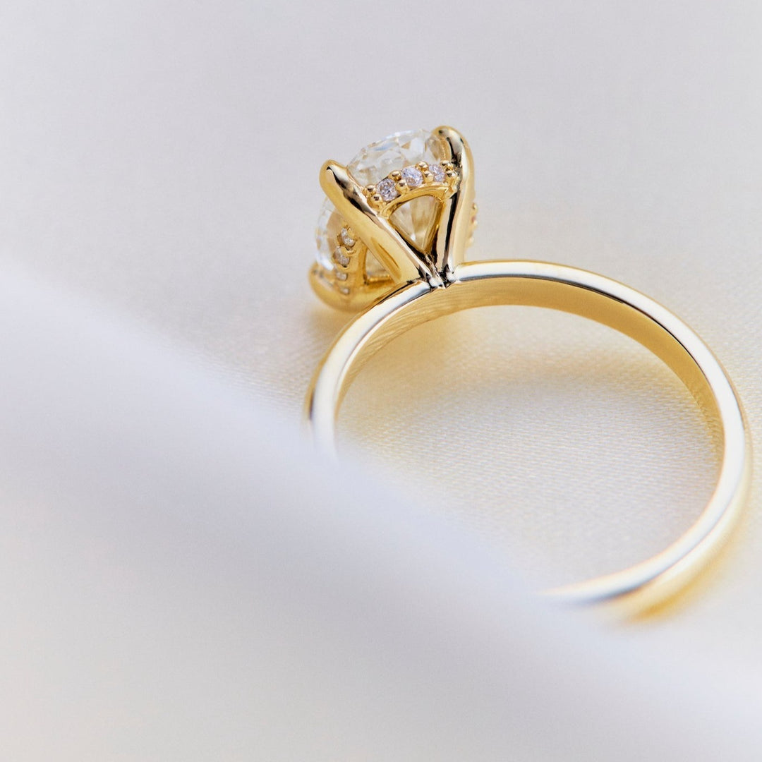 Gabriella Hidden Halo Oval Cut Moissanite Engagement Ring - Identity Diamonds