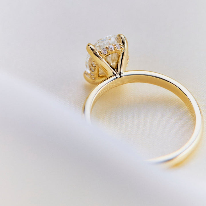 Gabriella Hidden Halo Oval Cut Moissanite Engagement Ring - Identity Diamonds