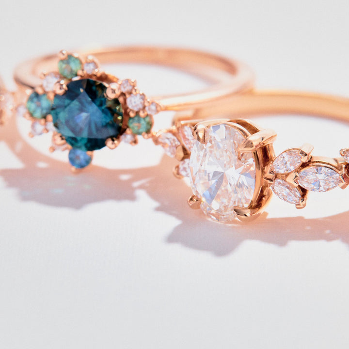 Daisy Oval Cut Moissanite Engagement Ring - Identity Diamonds