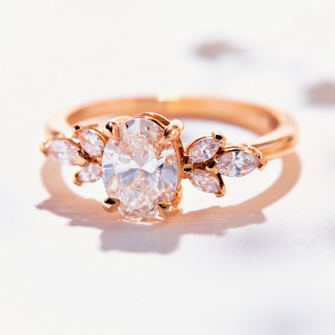 Daisy Oval Cut Moissanite Engagement Ring - Identity Diamonds