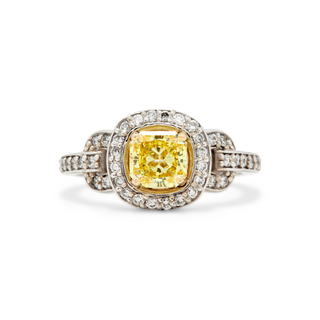 Tiffany Canary Yellow Square Radiant Cut Diamond Ring - Identity Diamonds