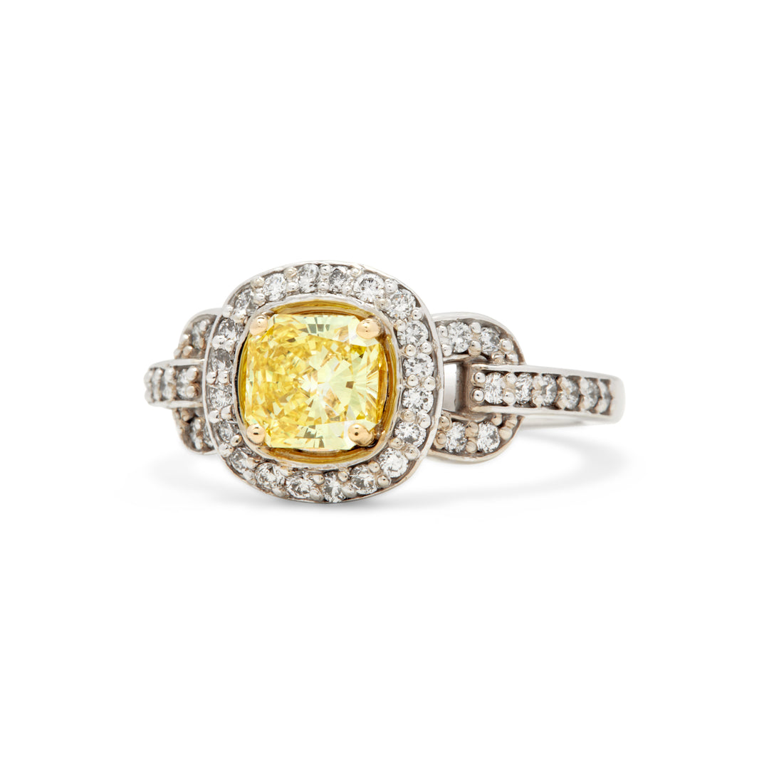 Tiffany Canary Yellow Square Radiant Cut Diamond Ring - Identity Diamonds