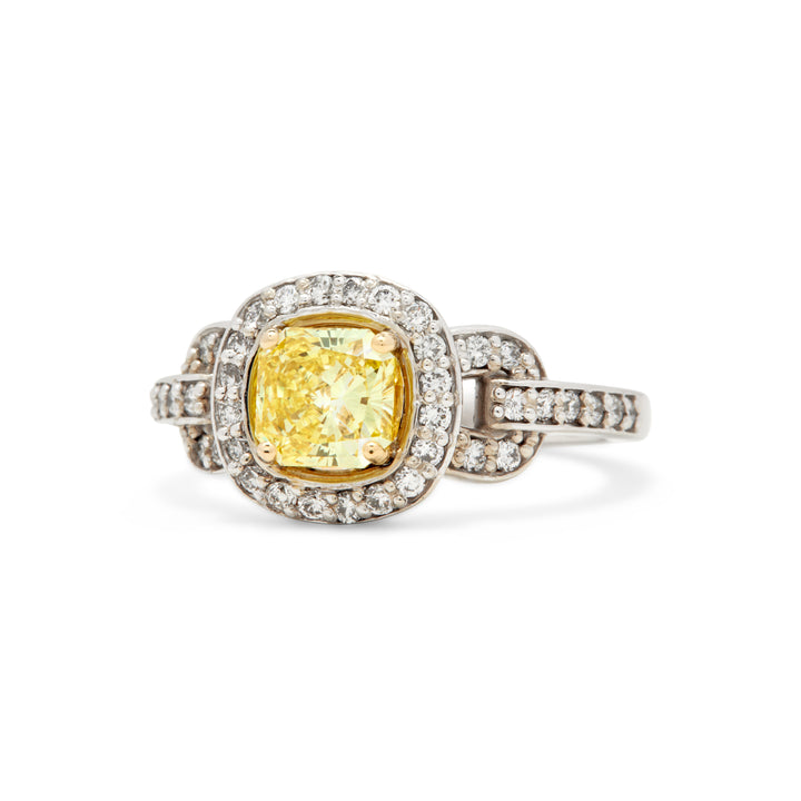 Tiffany Canary Yellow Square Radiant Cut Diamond Ring - Identity Diamonds