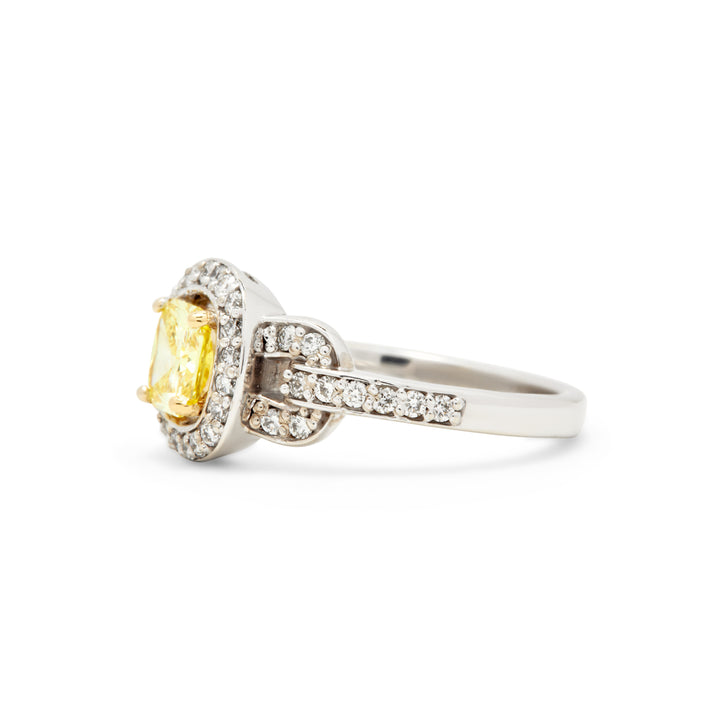 Tiffany Canary Yellow Square Radiant Cut Diamond Ring - Identity Diamonds
