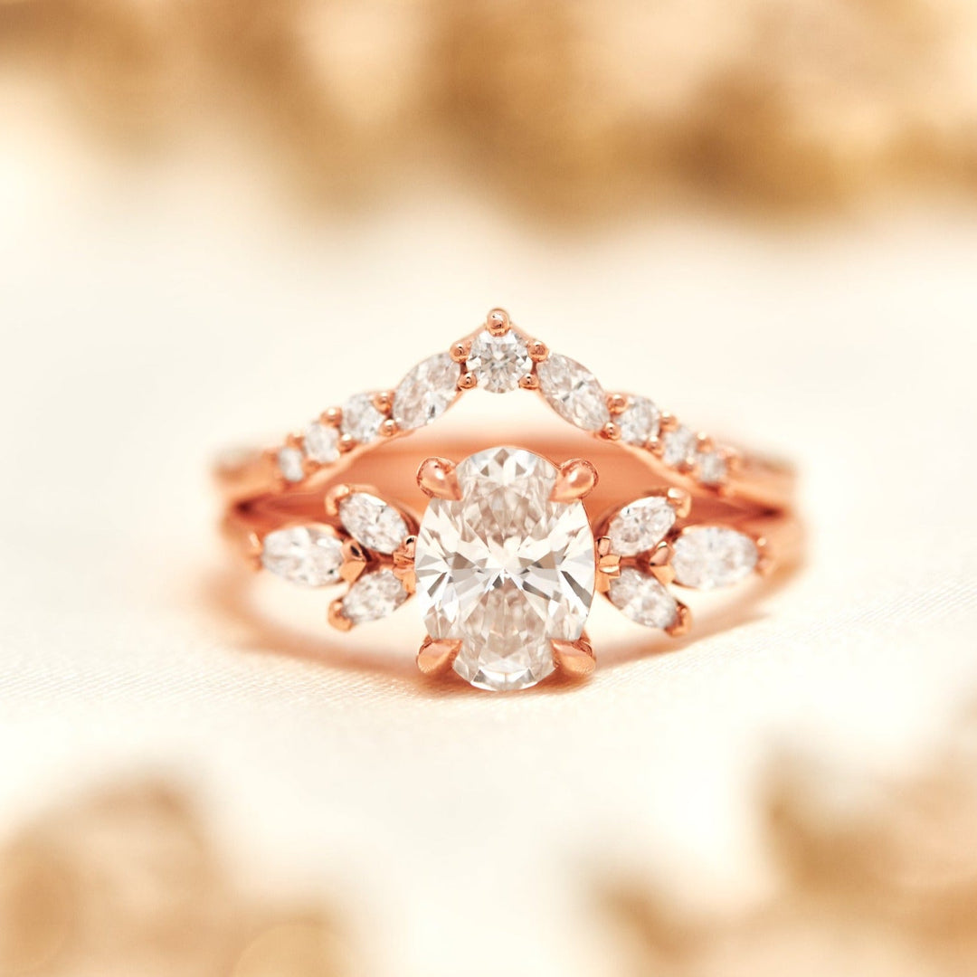 Daisy Oval Cut Moissanite Engagement Ring - Identity Diamonds