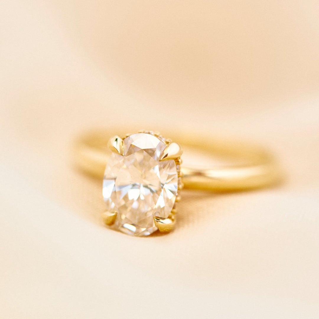 Gabriella Hidden Halo Oval Cut Engagement Ring - Identity Diamonds
