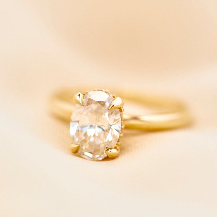 Gabriella Hidden Halo Oval Cut Engagement Ring - Identity Diamonds