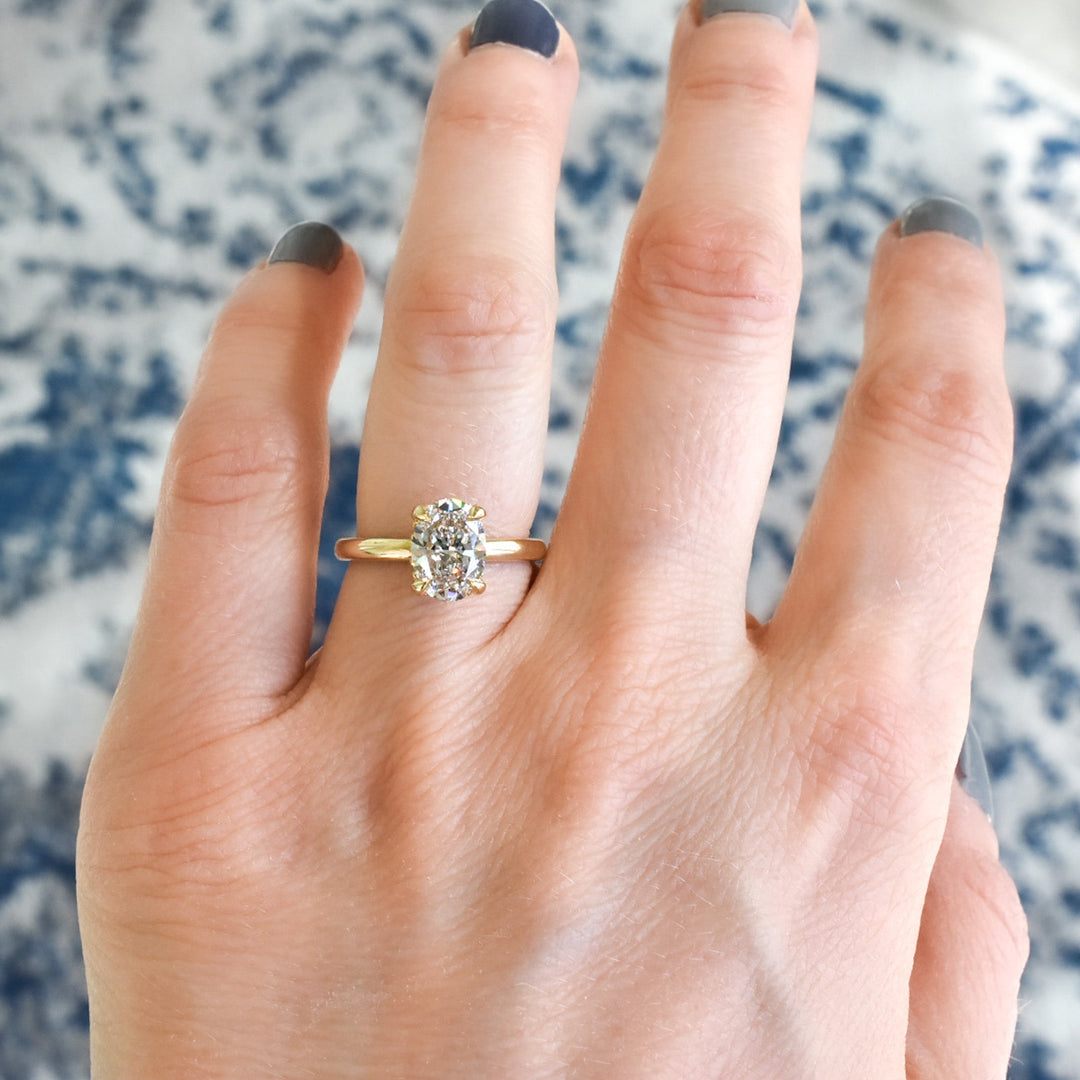 Gabriella Hidden Halo Oval Cut Moissanite Engagement Ring - Identity Diamonds