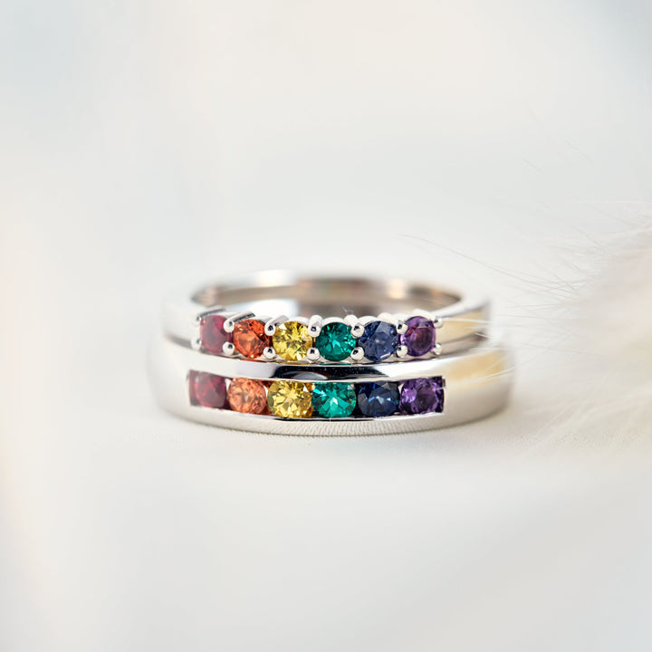 Parker Rainbow Unity channel set band - Identity Diamonds
