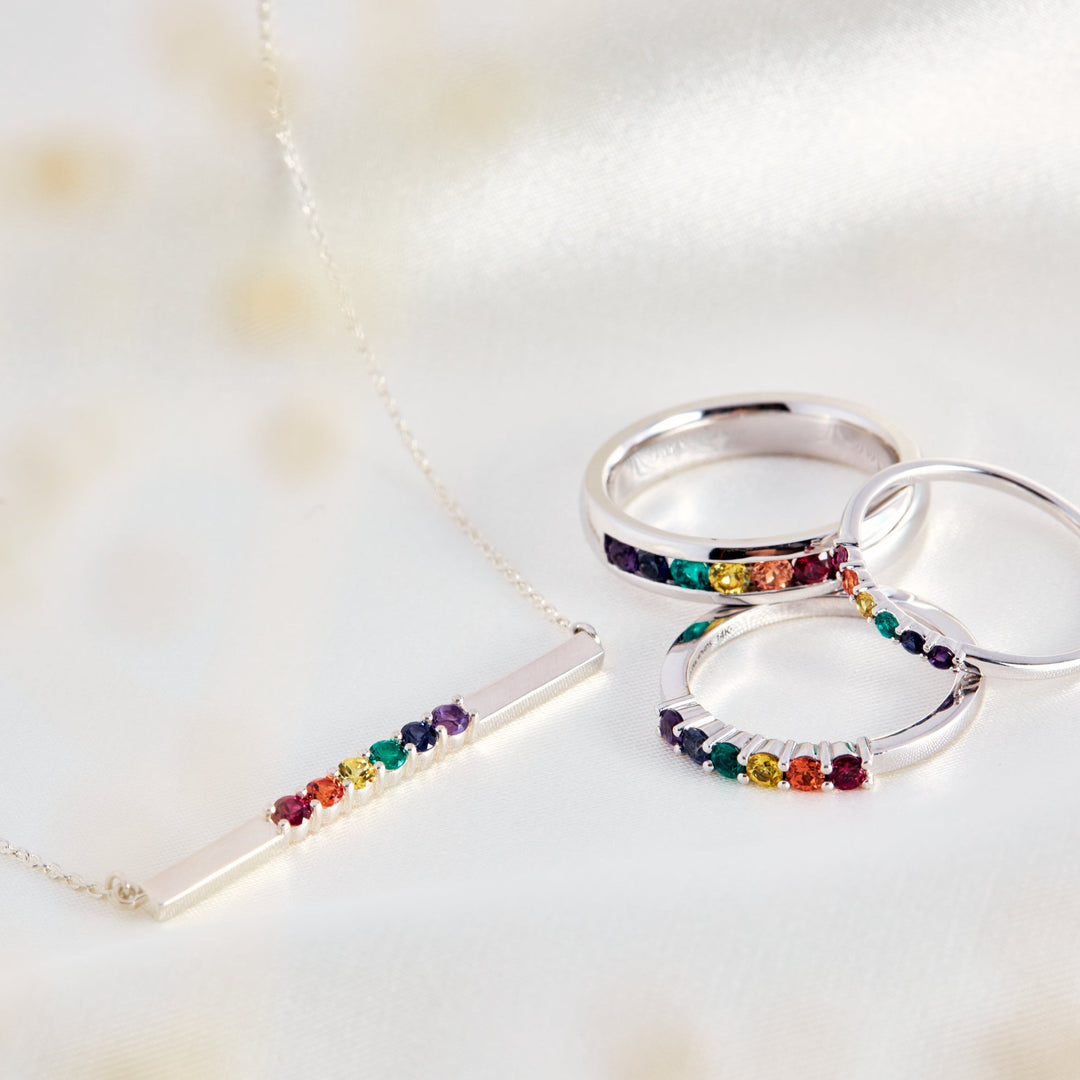 Aspen Rainbow Unity bar necklace - Identity Diamonds