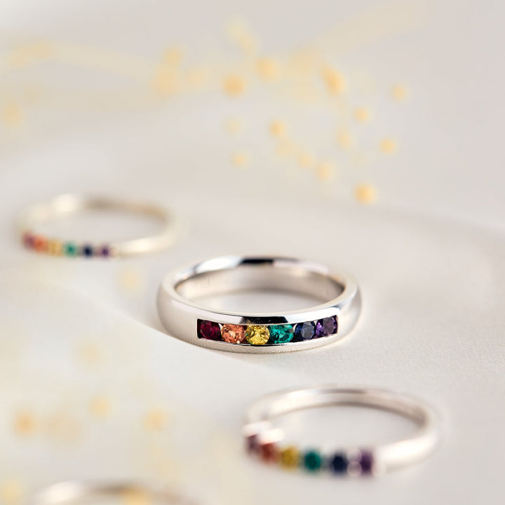 Parker Rainbow Unity channel set band - Identity Diamonds