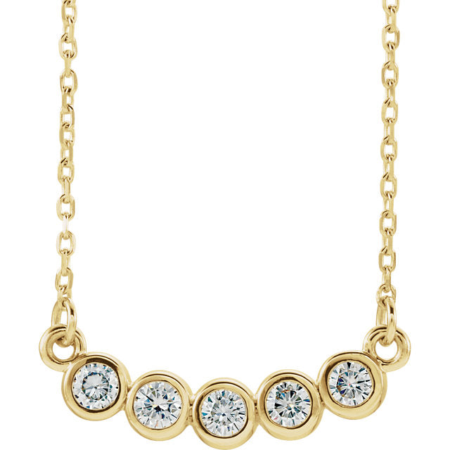 Bezel Set 5 Moissanite Necklace - Identity Diamonds