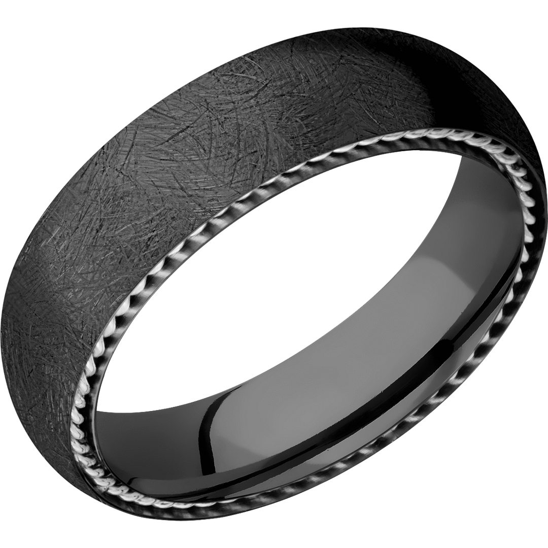 Black Zirconium Band with Sterling Silver Braid - Identity Diamonds