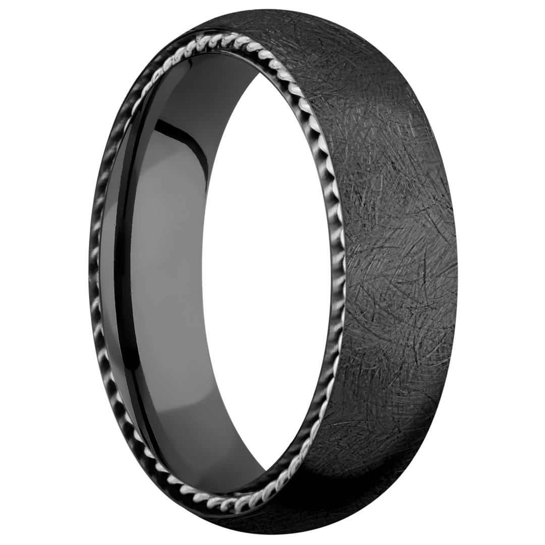 Black Zirconium Band with Sterling Silver Braid - Identity Diamonds