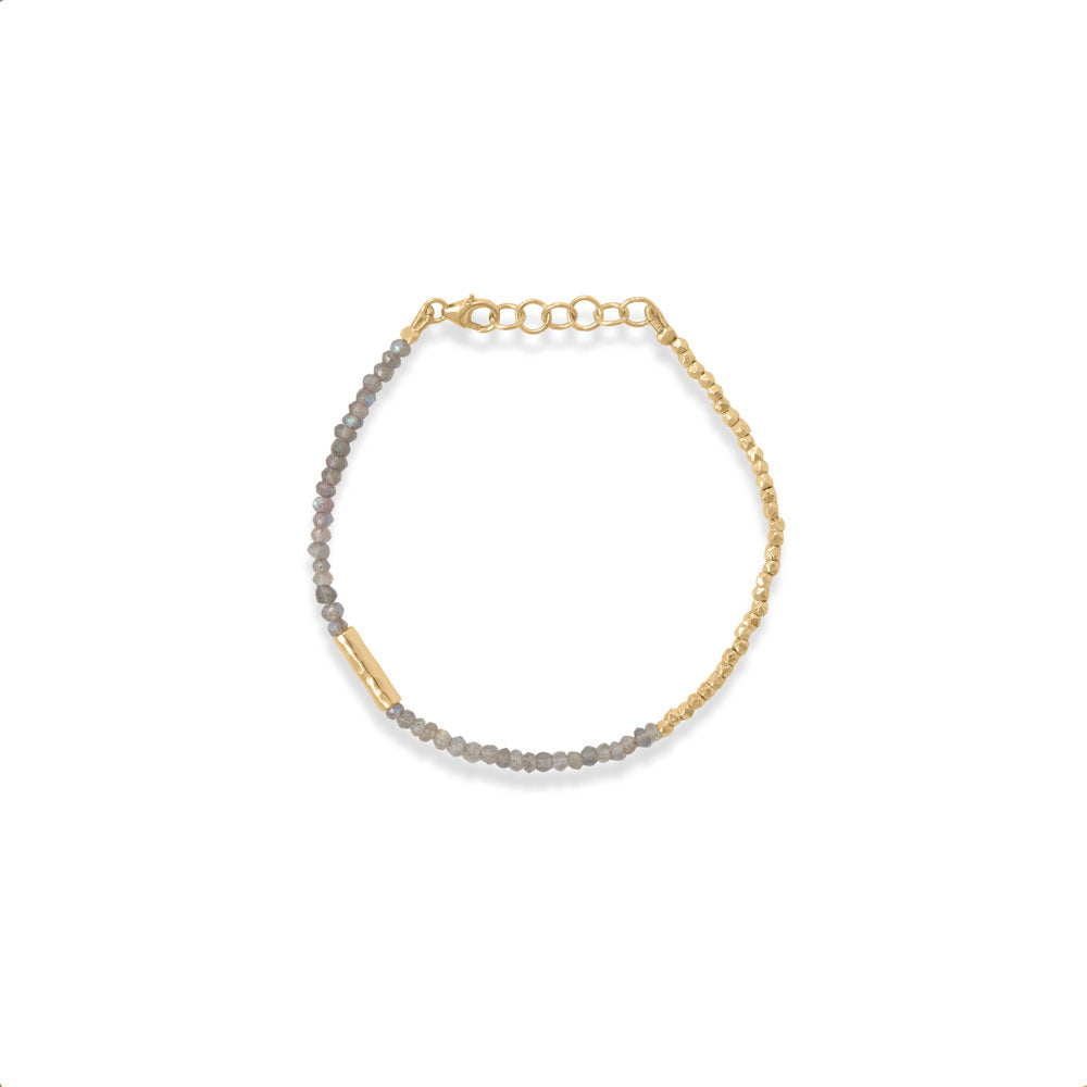 Sterling Silver Gold Plated Labradorite Beaded Bracelet - Identity Diamonds