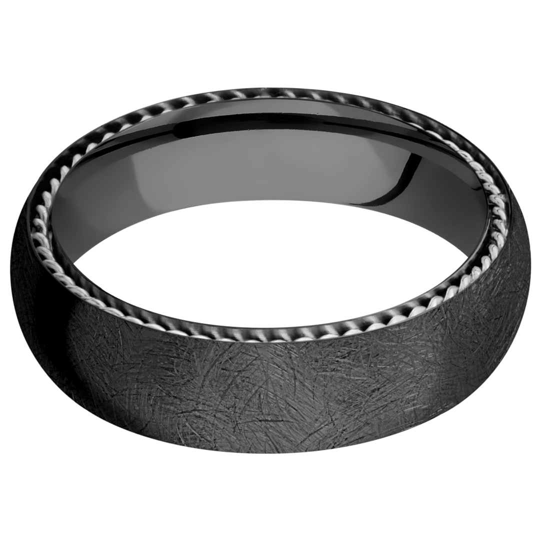 Black Zirconium Band with Sterling Silver Braid - Identity Diamonds