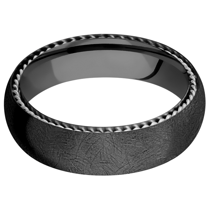 Black Zirconium Band with Sterling Silver Braid - Identity Diamonds