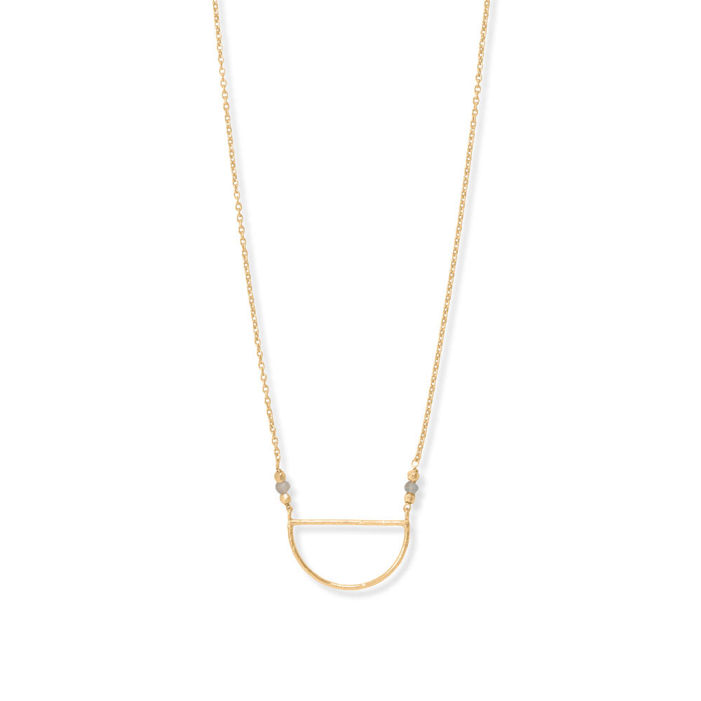 Sterling Silver Gold Plated Half Circle Labradorite Necklace - Identity Diamonds