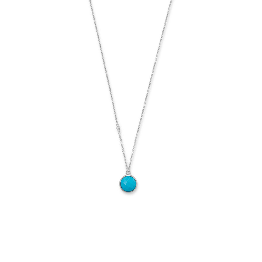 Sterling Silver Rhodium Plated Faceted Turquoise Necklace - Identity Diamonds