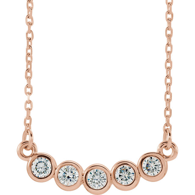 Bezel Set 5 Moissanite Necklace - Identity Diamonds