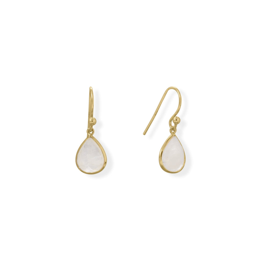 Sterling Silver Gold Plated Pear Rainbow Moonstone Earrings - Identity Diamonds